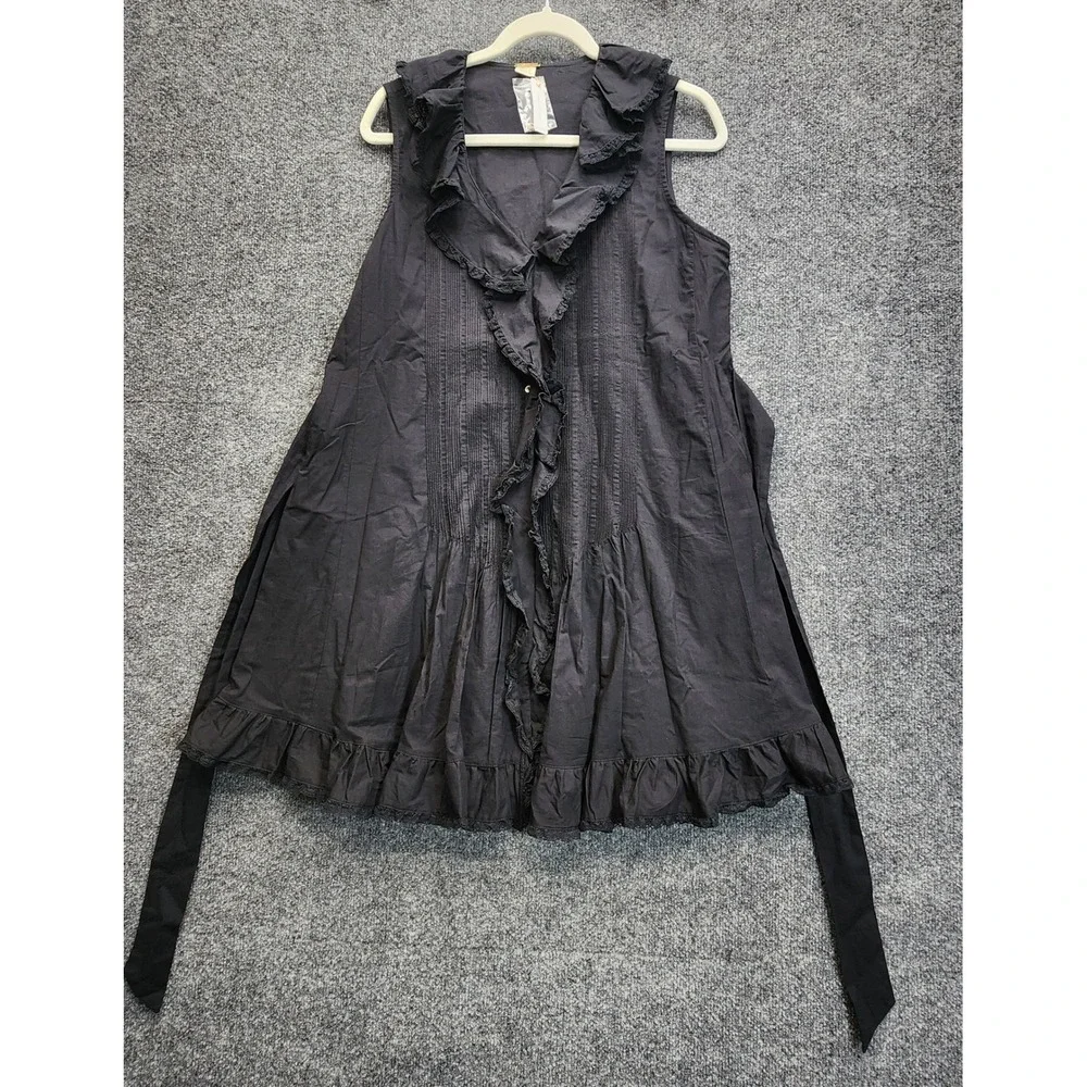 NWT Magaschoni Gothic Victorian Ruffle Pintuck Cotton Mini Dress Sleeveless M
